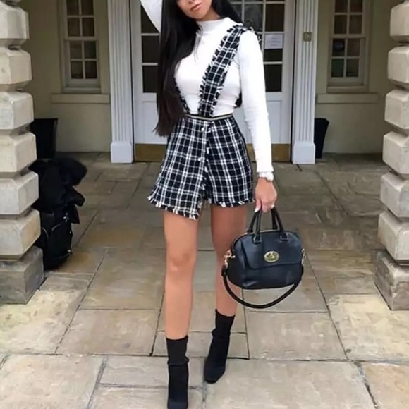 Blogger Fav | Trendy Tweed Romper Playsuit Skort M - Picture 3 of 7